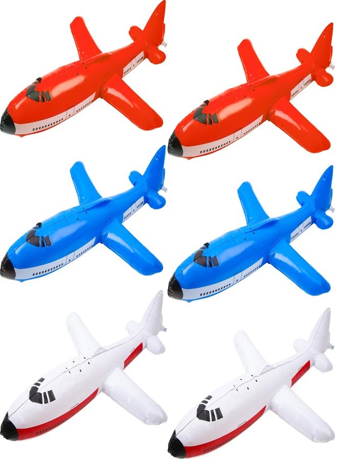 Sonarun 6 Pcs Inflatable Airplanes Blow Up Aircraft Toys Inflates Plane for Kids Birthday Shower Party Decoration Supplies, 3 Colors - Image 1